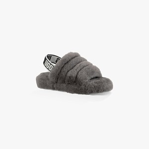 Ugg Fluff Yeah Kids Slippers Grey (3921IDVBN)